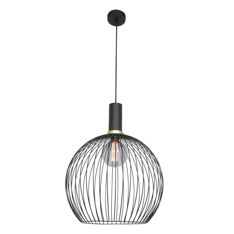 Hanglamp Aureole 3068ZW Zwart draadlamp met E27 fitting Ø45 - Afbeelding 2