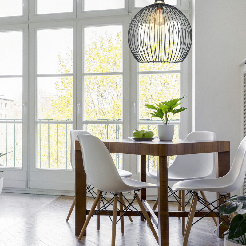 Hanglamp Aureole 3068ZW Zwart draadlamp met E27 fitting Ø45 - Afbeelding 4