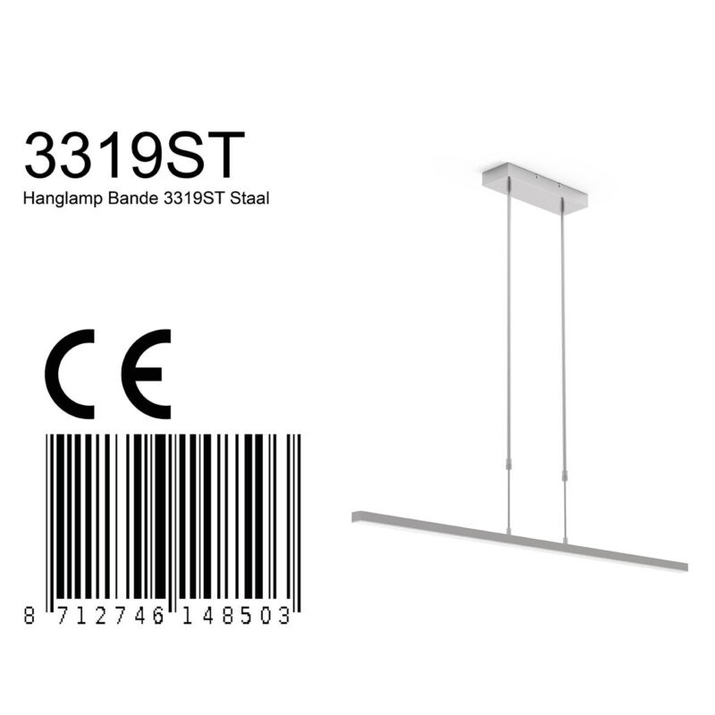 Hanglamp Bande 3319ST Staal, lichtkleur instelbaar en dimbaar - Afbeelding 5