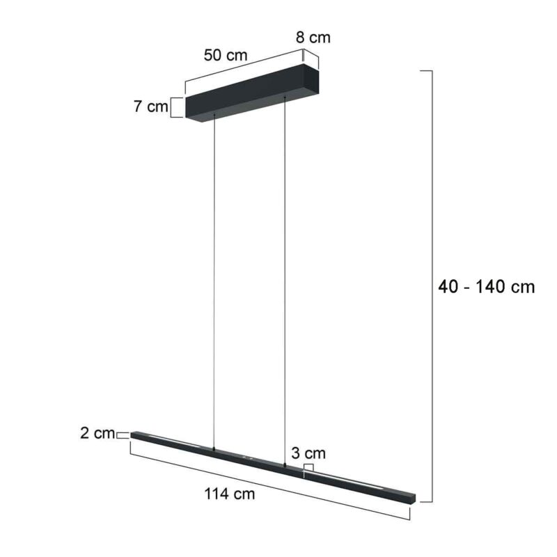 Hanglamp Bande 3994ZW zwart 114cm breed met cable lift - Afbeelding 7