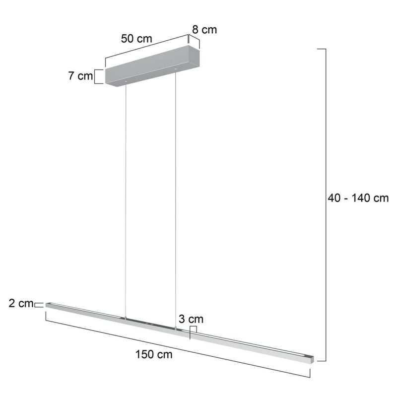 Hanglamp Bande 3995ST Staal 150cm breed met cable lift - Afbeelding 6