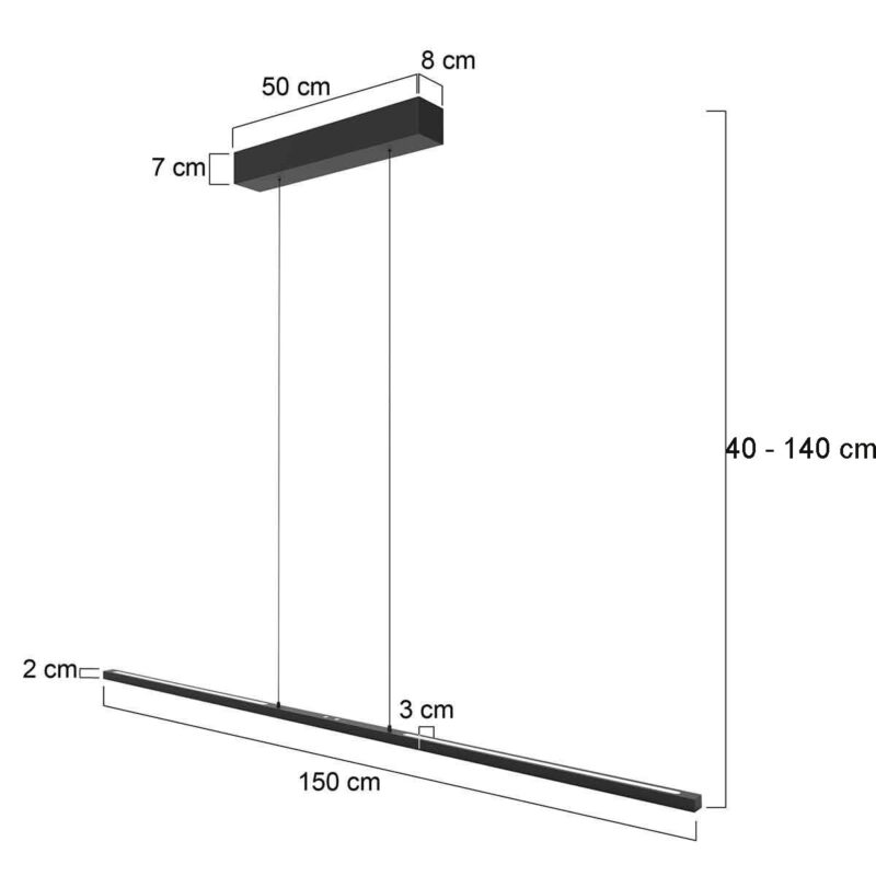 Hanglamp Bande 3995ZW Zwart 150cm breed met cable lift - Afbeelding 7