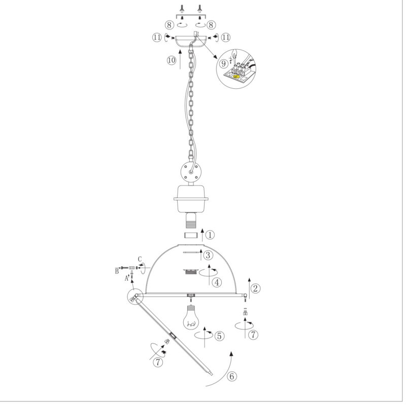 Hanglamp Bikkel 1452GR Grijs Ø45cm E27 fitting - Afbeelding 10