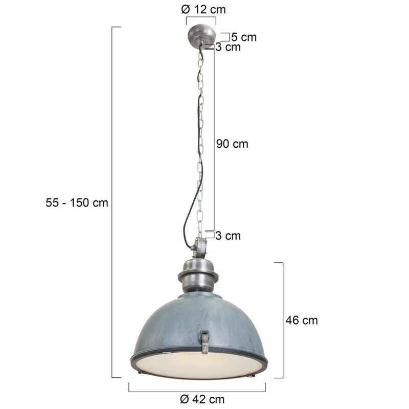 Hanglamp Bikkel 7586GR Grijs Ø42cm E27 fitting - Afbeelding 8