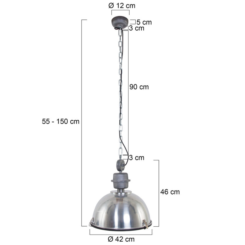 Pendant lamp Bikkel 7586ST Steel Ø42cm E27 fitting - Image 7