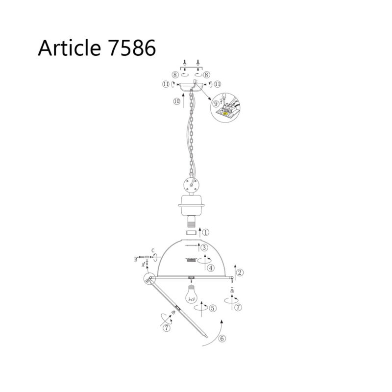Hanglamp Bikkel 7586ZW Zwart Ø42cm E27 fitting - Afbeelding 10