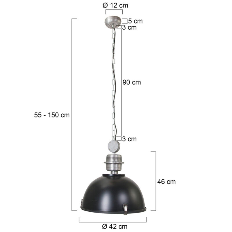 Hanglamp Bikkel 7586ZW Zwart Ø42cm E27 fitting - Afbeelding 8