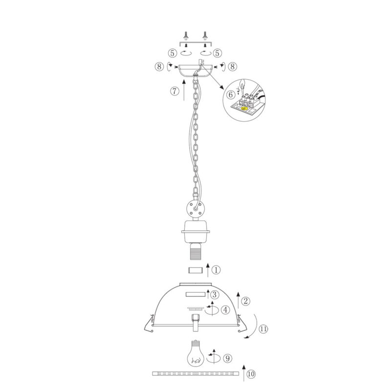 Hanglamp Bikkel 7978ZW Zwart Ø32 cm E27 fitting - Afbeelding 8