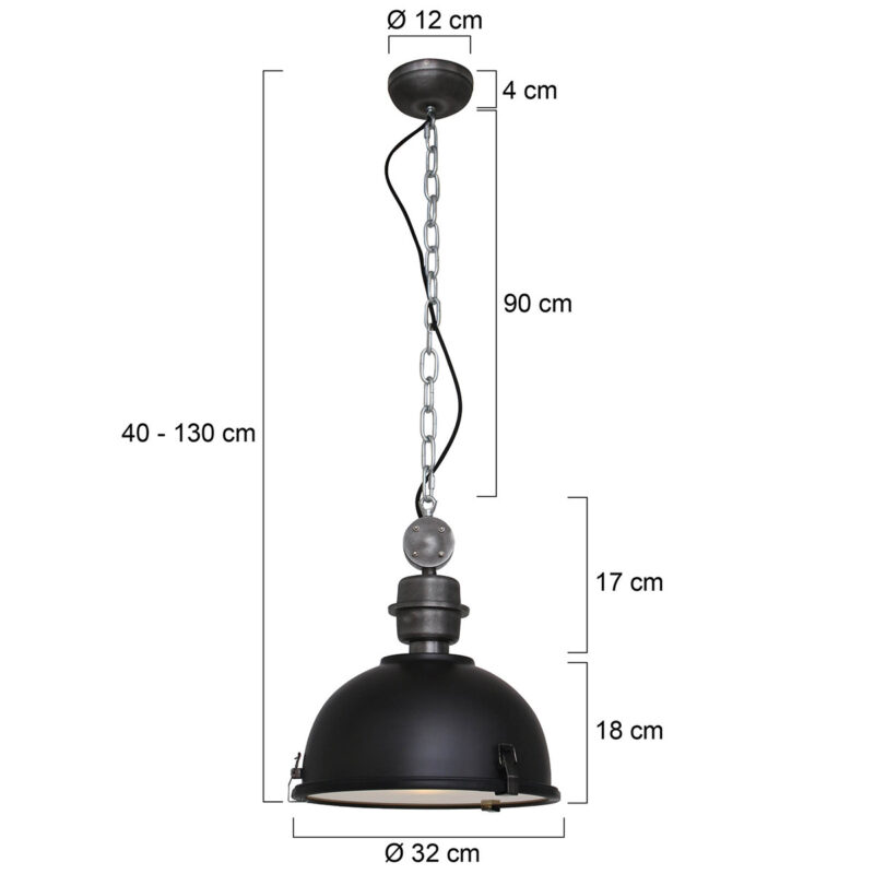 Hanglamp Bikkel 7978ZW Zwart Ø32 cm E27 fitting - Afbeelding 6