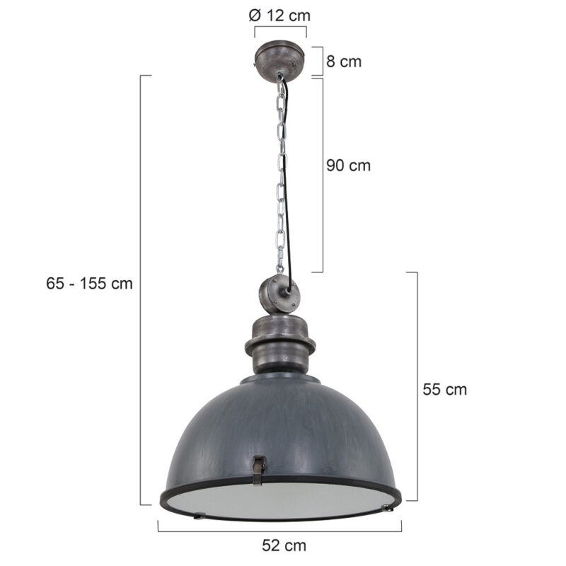 Hanglamp Bikkel XXL 7834GR Grijs Ø52cm E27 fitting - Afbeelding 6