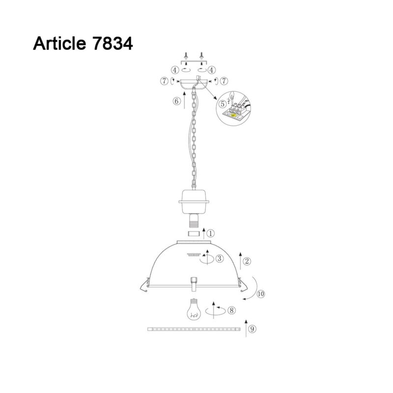 Hanglamp Bikkel XXL 7834ZW Zwart Ø52cm E27 fitting - Afbeelding 9