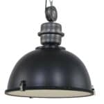 Hanglamp Bikkel XXL 7834ZW Zwart Ø52cm E27 fitting Strakke industriële hanglamp in matzwart met metalen details, perfect voor een moderne en stoere inrichting.