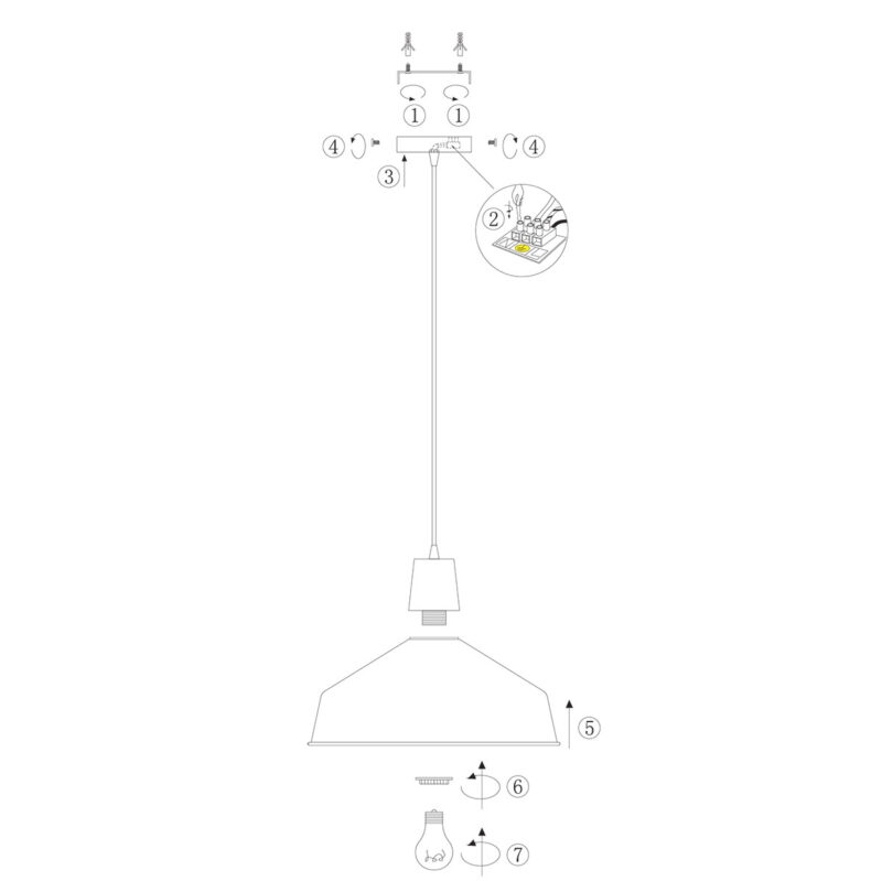 Hanglamp Black moon 1443ZW Zwart Ø40cm E27 fitting - Afbeelding 9