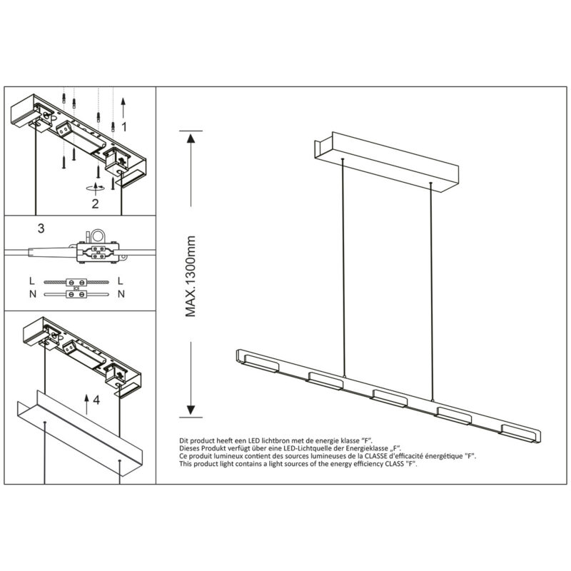 Hanglamp Bloc 3296ST Staal met Cable lift - Afbeelding 8