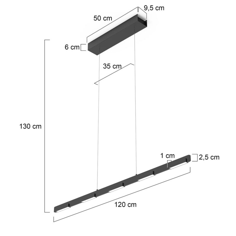 Hanglamp Bloc 3296ZW Zwart met Cable lift - Afbeelding 7
