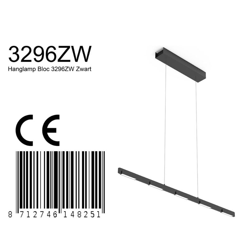 Hanglamp Bloc 3296ZW Zwart met Cable lift - Afbeelding 8
