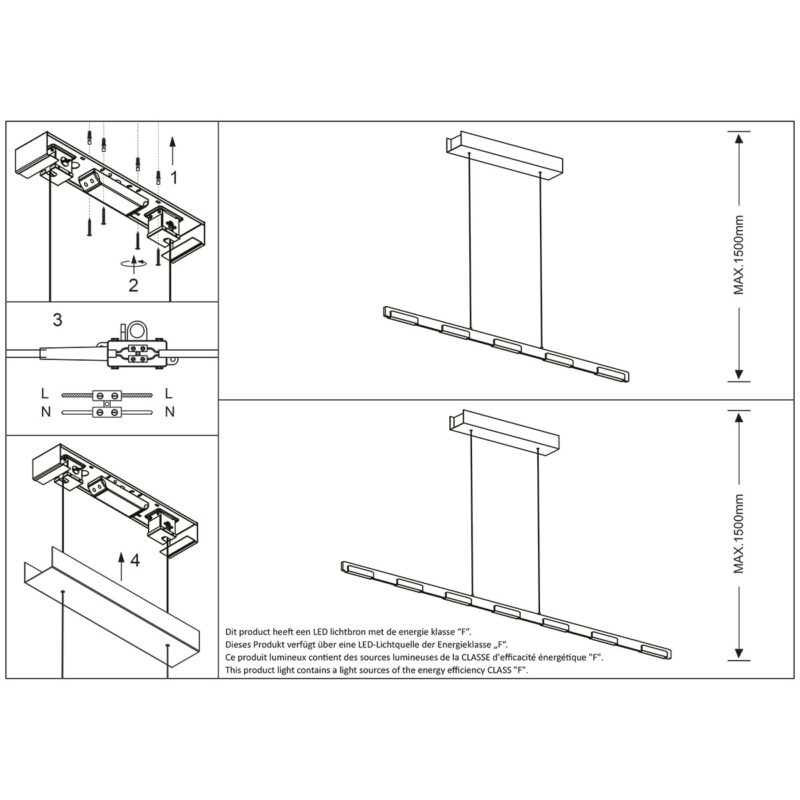 Hanglamp Bloc 3297ST Staal met Cable lift - Afbeelding 8