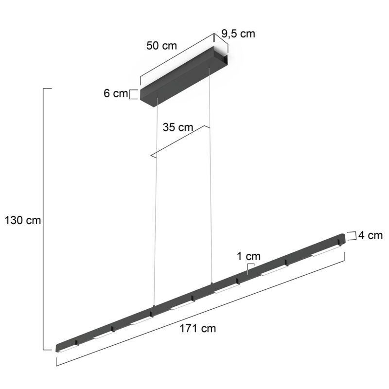 Hanglamp Bloc 3297ZW Zwart met Cable lift - Afbeelding 7