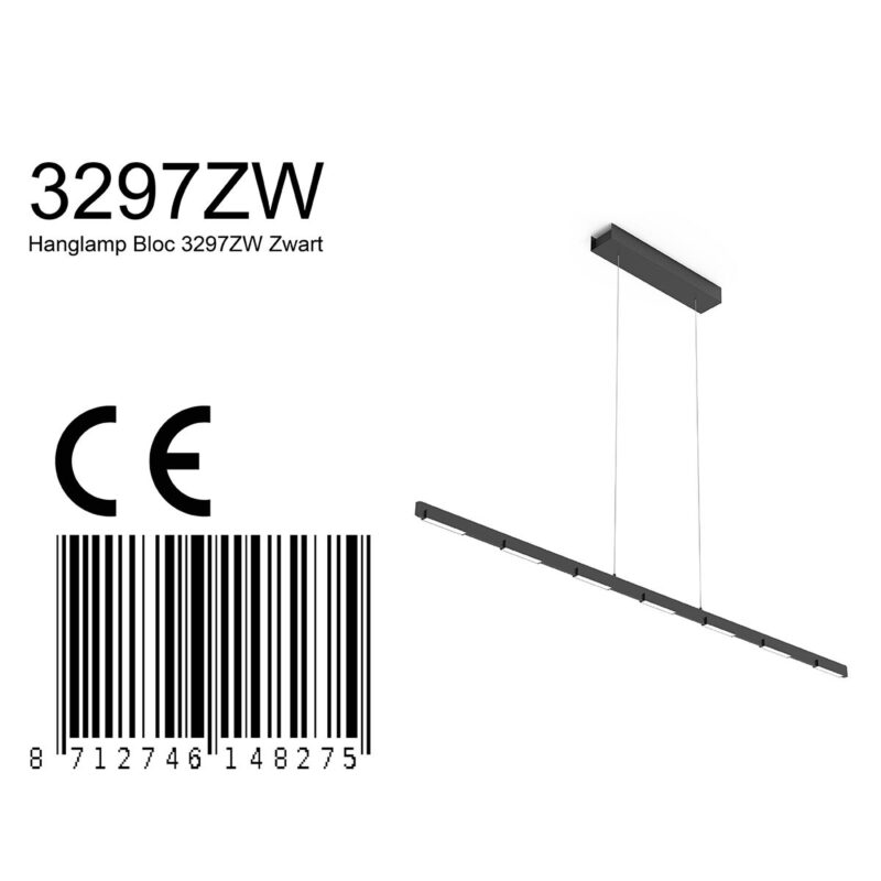 Hanglamp Bloc 3297ZW Zwart met Cable lift - Afbeelding 8