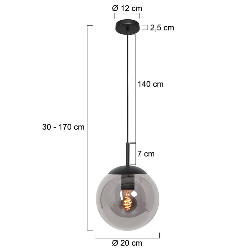 Hanglamp Bollique 20cm 3496ZW Zwart - Afbeelding 6