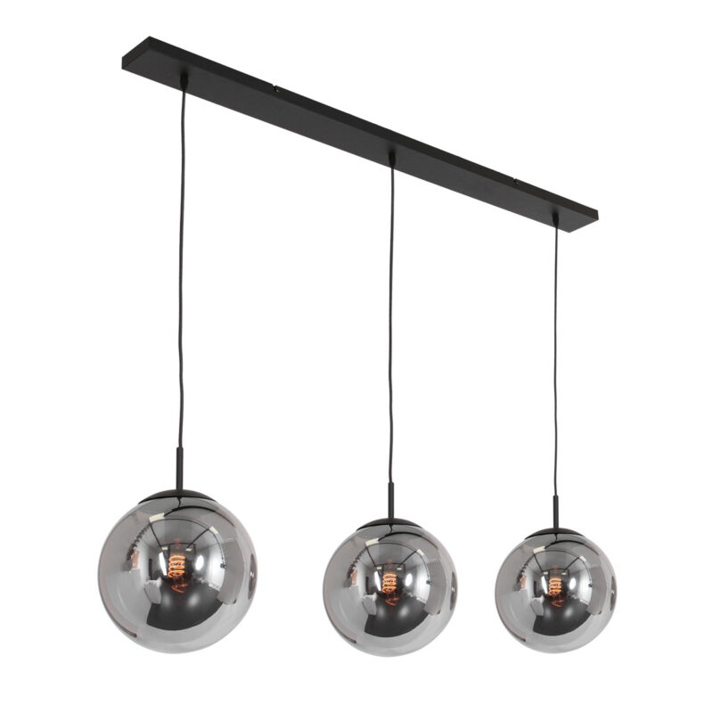 Hanglamp Bollique New 3122ZW Zwart 3 lichts E27 fitting - Afbeelding 2