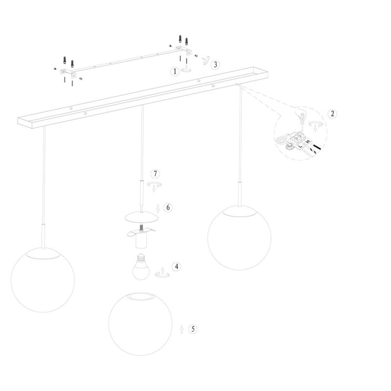 Hanglamp Bollique New 3122ZW Zwart 3 lichts E27 fitting - Afbeelding 8