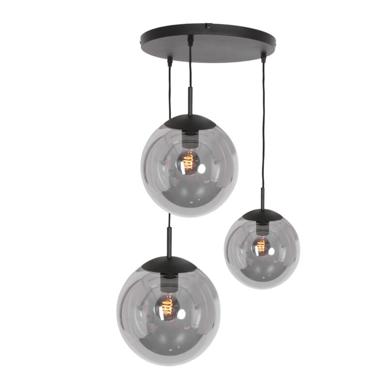 Hanglamp Bollique New 3123ZW Zwart 3lichts E27 fitting - Afbeelding 2