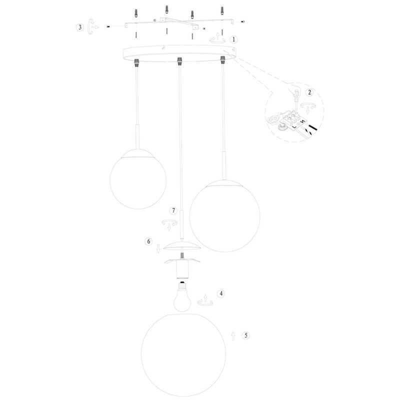 Hanglamp Bollique New 3123ZW Zwart 3lichts E27 fitting - Afbeelding 9