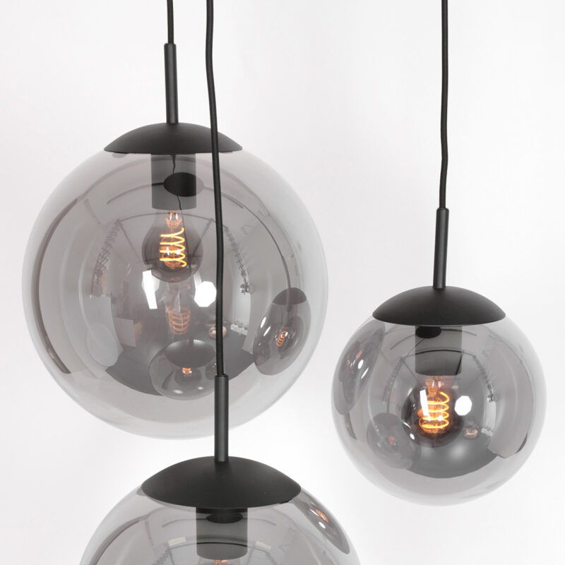 Hanglamp Bollique New 3123ZW Zwart 3lichts E27 fitting - Afbeelding 5