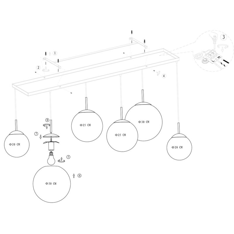 Hanglamp Bollique New 3499ZW Zwart 6 lichts E27 - Afbeelding 9