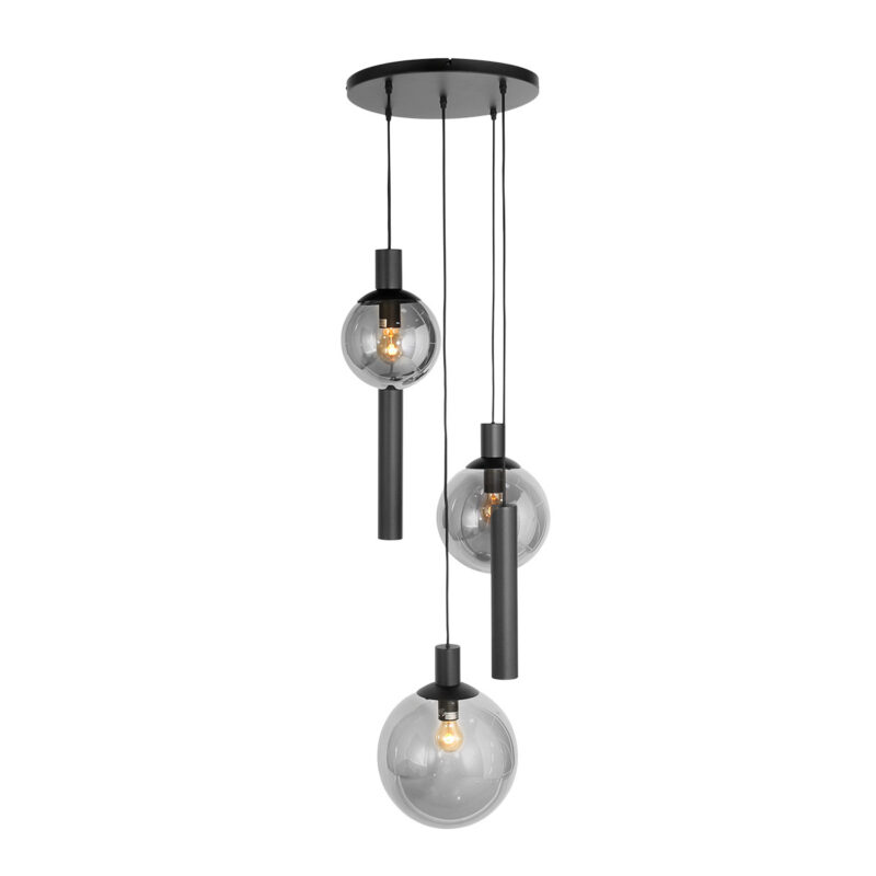 Hanglamp Bollique New 3800ZW Zwart 3 bollen 2 kokers - Afbeelding 2