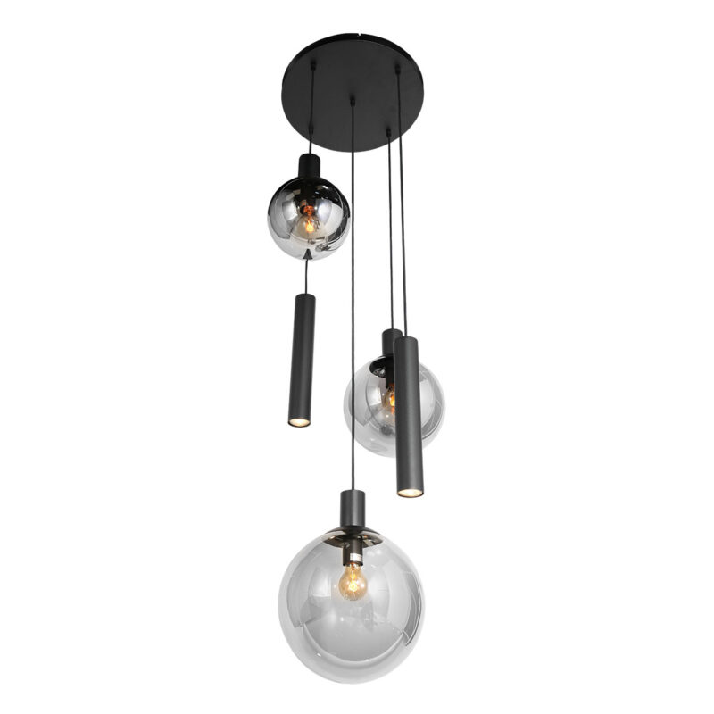 Hanglamp Bollique New 3800ZW Zwart 3 bollen 2 kokers - Afbeelding 9