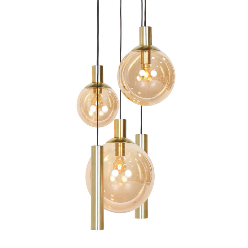 Suspension Bollique New 3801ME Laiton 5 lumières dont 2 tubes