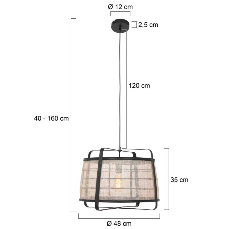 Hanglamp Capos 3511ZW zwart met jutte E27 fitting - Afbeelding 7