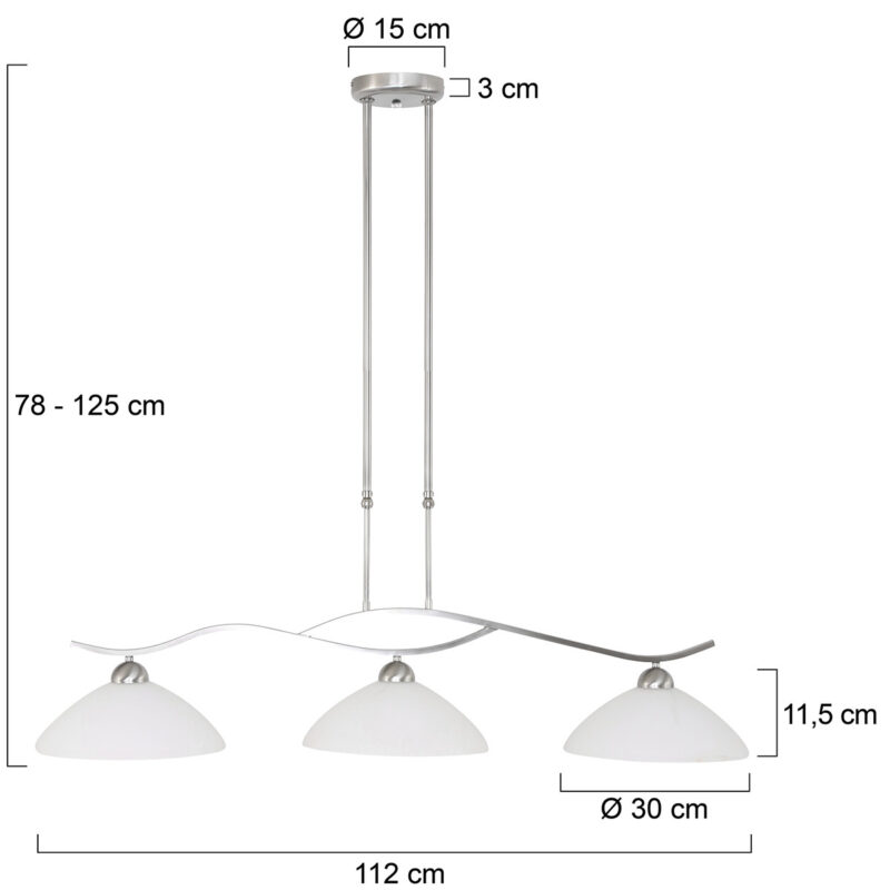 Hanglamp Capri 6837ST Staal 115cm breed en in hoogte verstelbaar - Afbeelding 8
