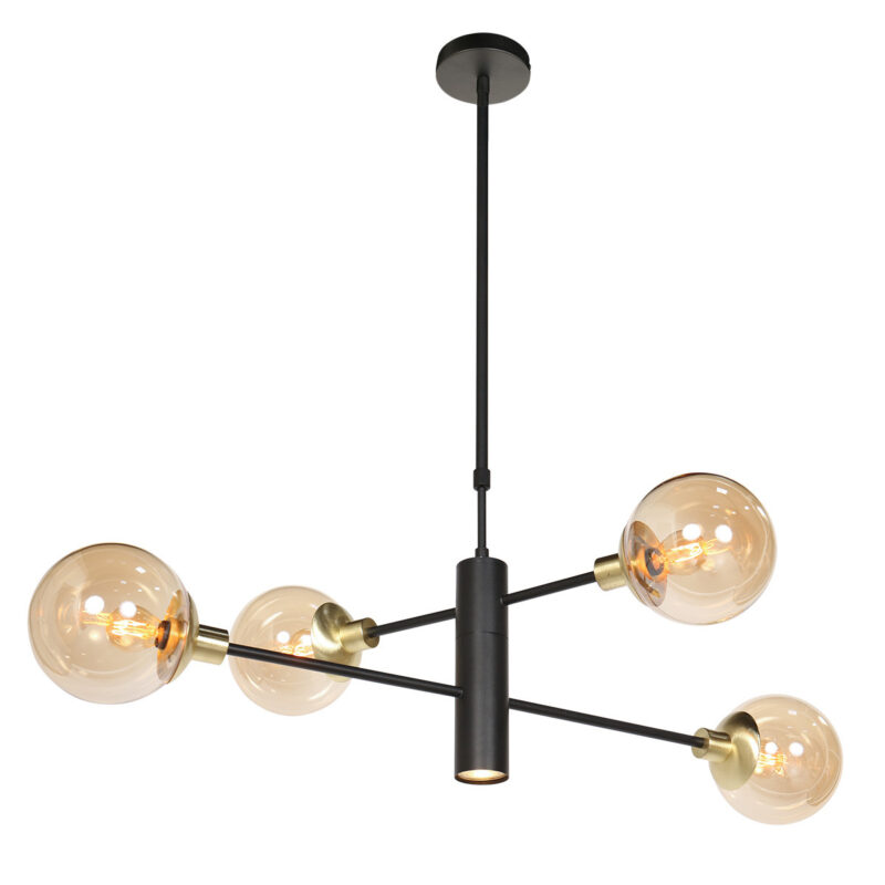 Hanglamp Constellation 3805ME amber bollen met onder licht - Afbeelding 2