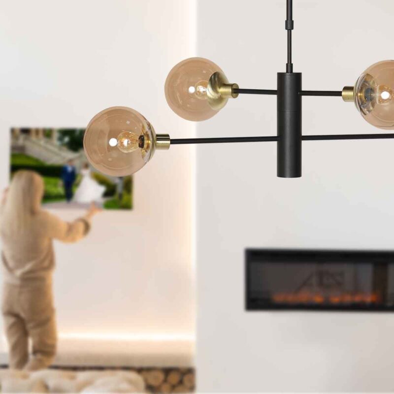 Hanglamp Constellation 3805ME amber bollen met onder licht - Afbeelding 4