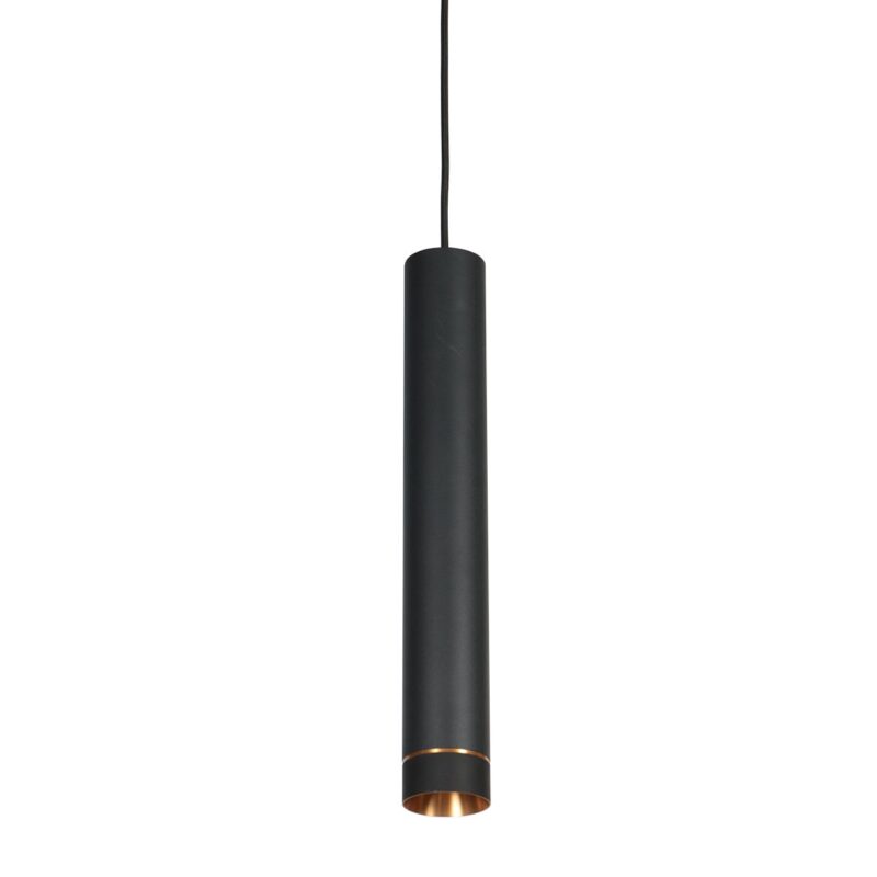 Hanglamp DownLume 4215ZW – Slanke zwarte blikvanger met gouden detail - Afbeelding 2