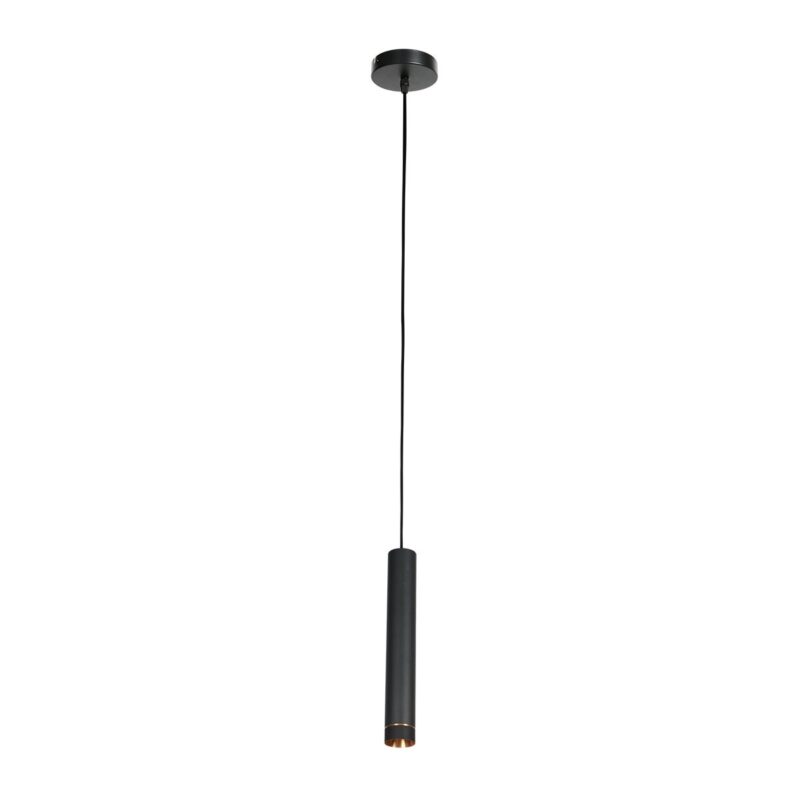 Hanglamp DownLume 4215ZW – Slanke zwarte blikvanger met gouden detail - Afbeelding 7