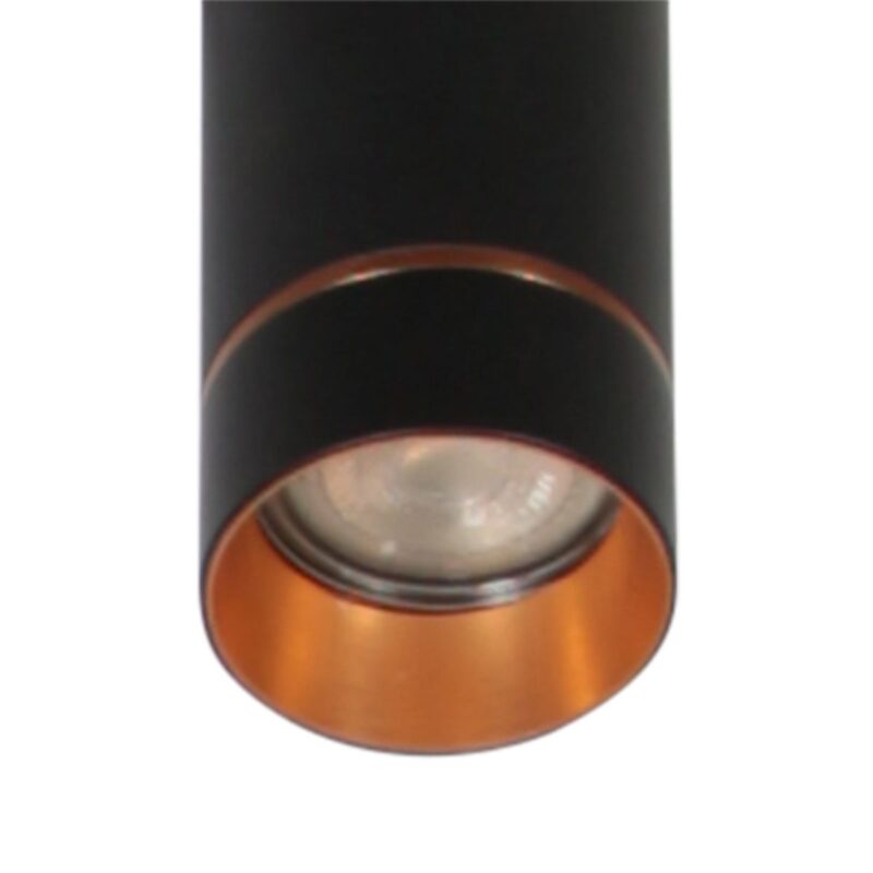Hanglamp DownLume 4215ZW – Slanke zwarte blikvanger met gouden detail - Afbeelding 8