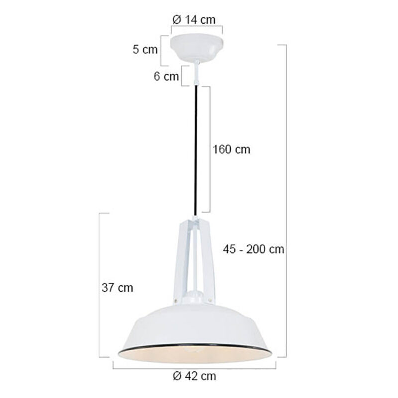 Hanglamp Eden 7704W Wit rond 42cm E27 fitting - Afbeelding 6