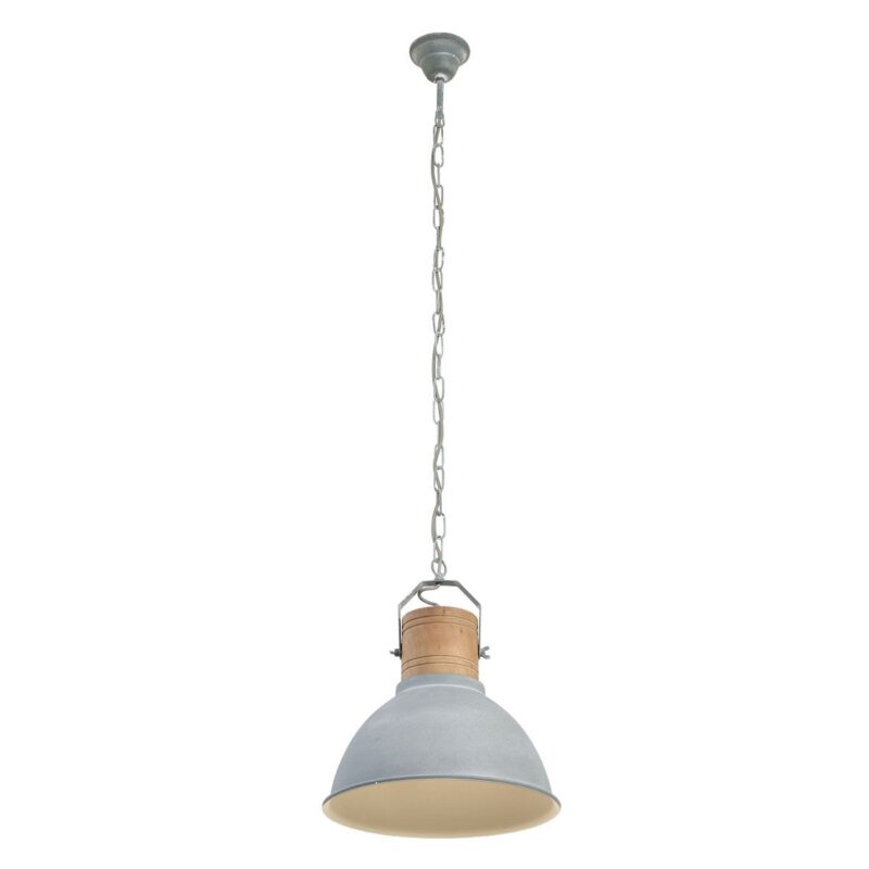 Hanglamp Emile grijs met hout 7781GR - rond 38cm - Afbeelding 2