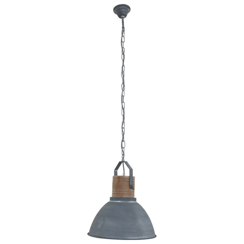Hanglamp Emile grijs met hout 7781GR - rond 38cm - Afbeelding 9