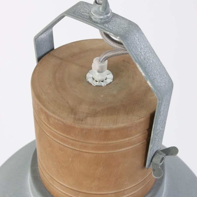 Hanglamp Emile grijs met hout 7781GR - rond 38cm - Afbeelding 11