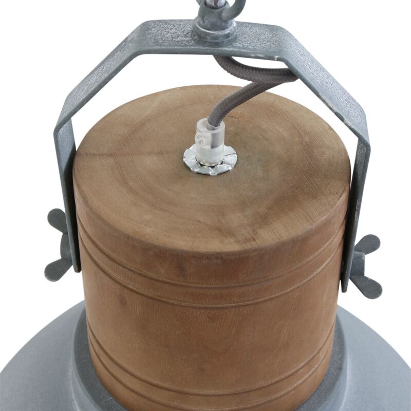 Hanglamp Emile grijs met hout 7781GR - rond 38cm - Afbeelding 4