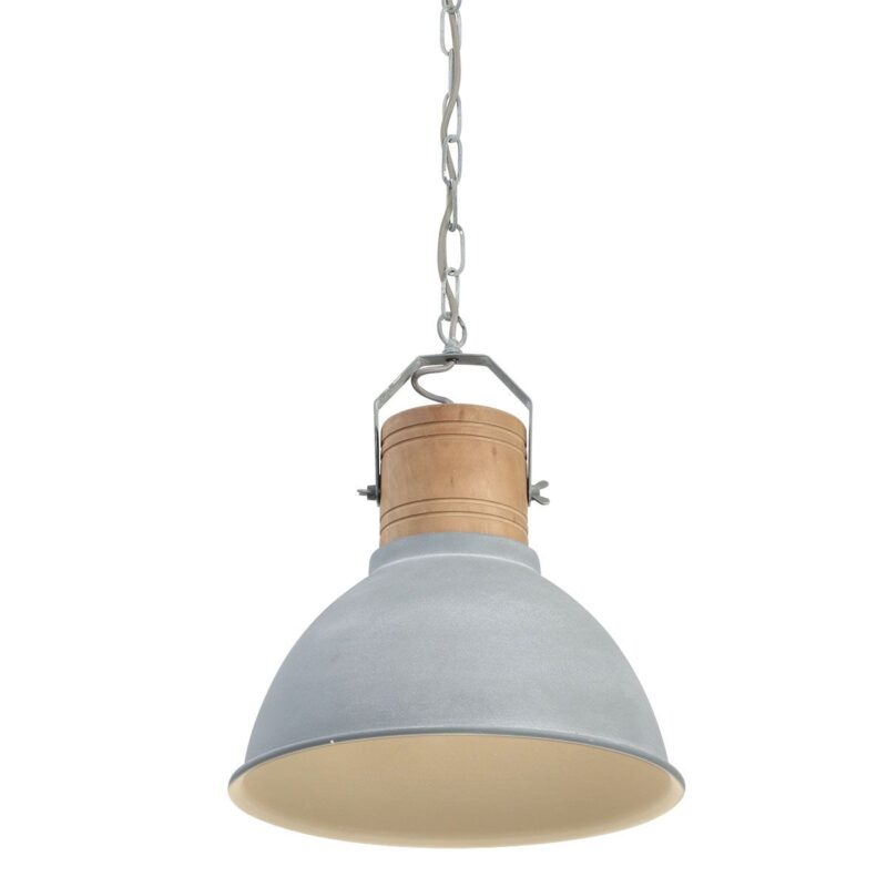 Hanglamp Emile grijs met hout 7781GR - rond 38cm