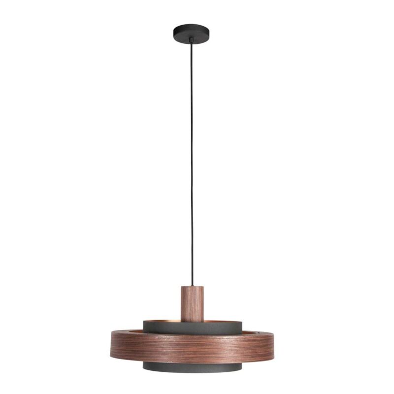 Hanglamp Flinter 3329E Stijlvol Houtmotief met Warme Gouden Binnenkant - Afbeelding 8