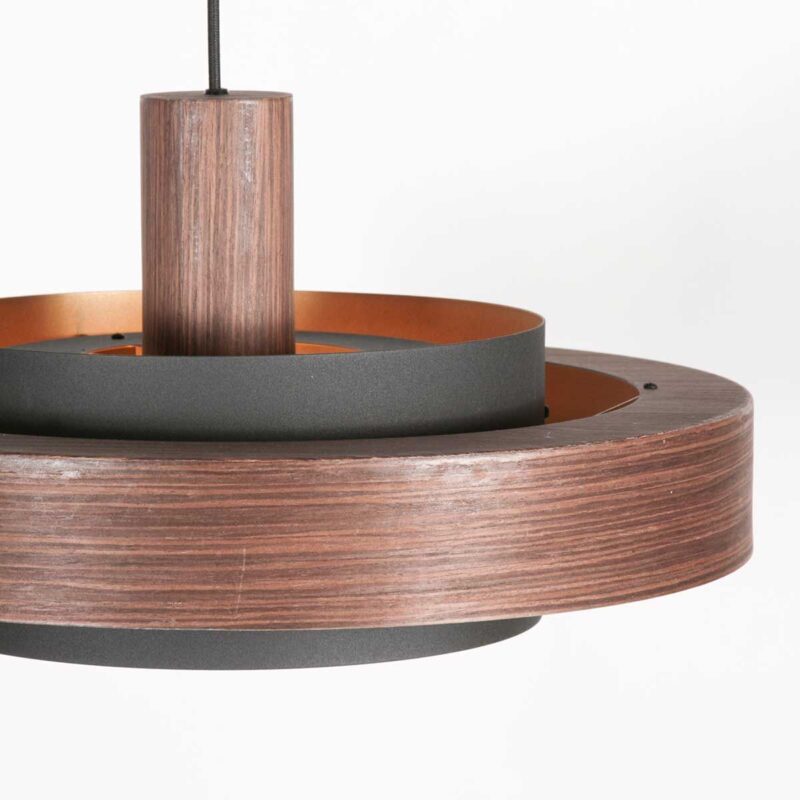 Hanglamp Flinter 3329E Stijlvol Houtmotief met Warme Gouden Binnenkant - Afbeelding 4