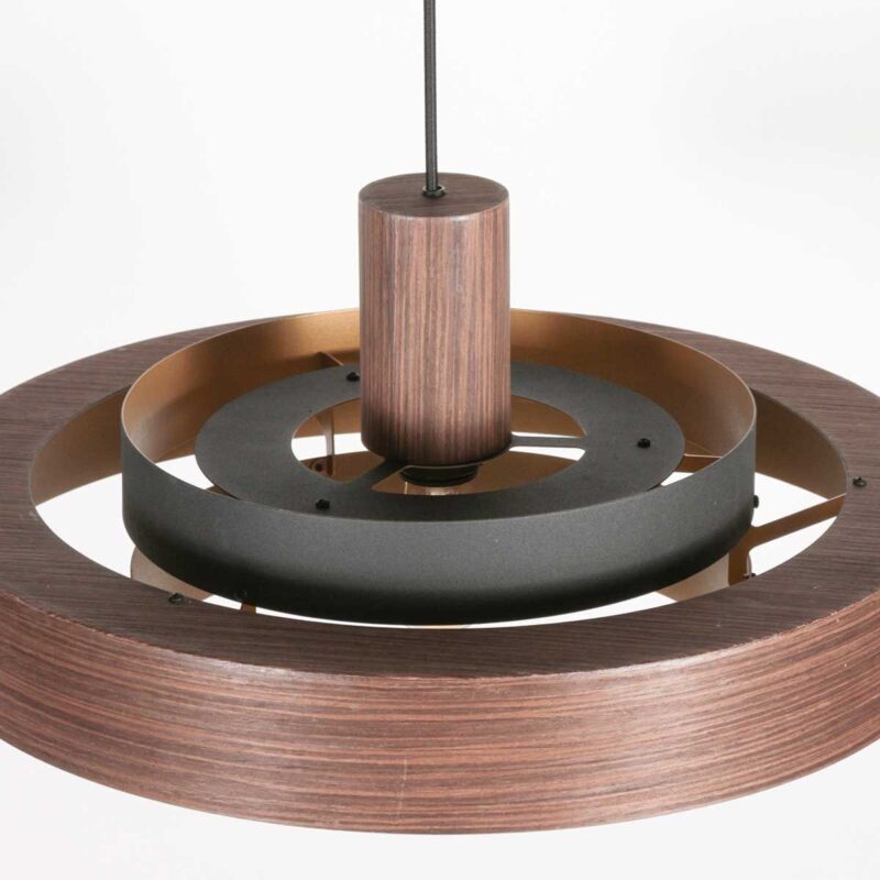 Hanglamp Flinter 3329E Stijlvol Houtmotief met Warme Gouden Binnenkant - Afbeelding 5