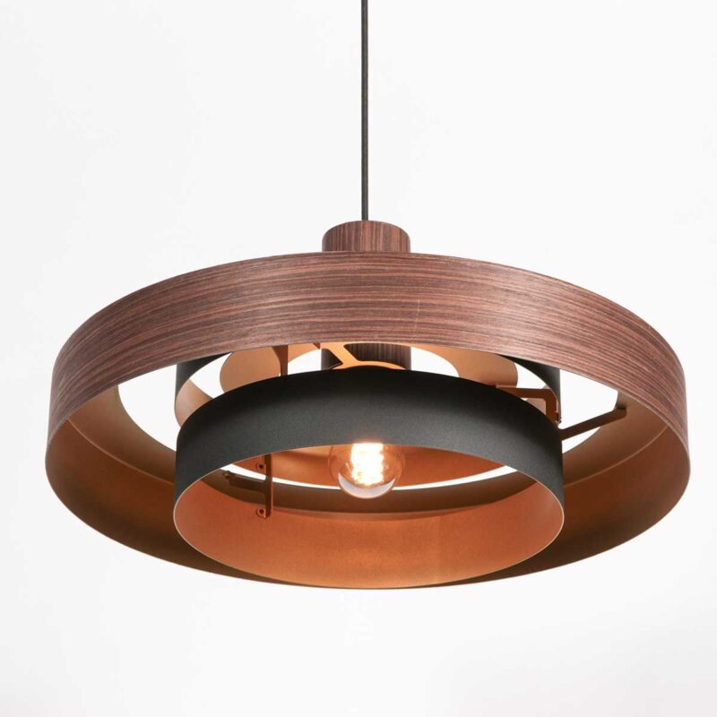Hanglamp Flinter 3329E Stijlvol Houtmotief met Warme Gouden Binnenkant - Afbeelding 6